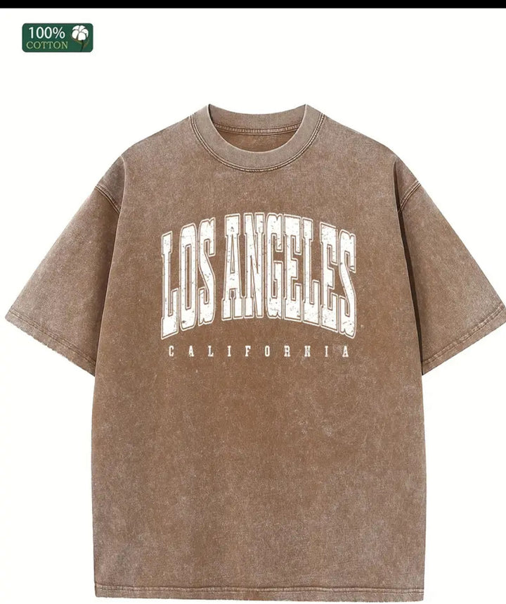 Dame Oversized T-shirt med Vintage Los Angeles Print og afslappet snit Stilla