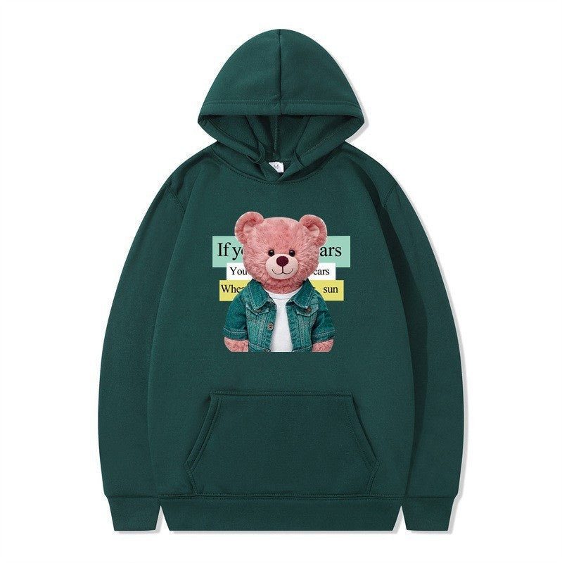 Women Hoodie med sødt bjørnemotiv Skovae