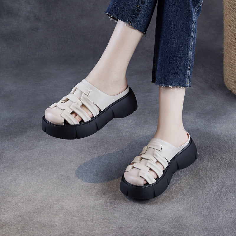 Femme Plattform Slip-On Mules med flettet design Stilla