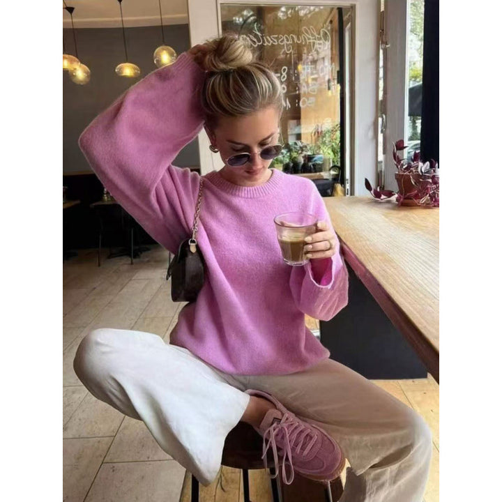 Dame hyggelig rundhals sweater lavet af fin strik kvalitetsblanding Stilla