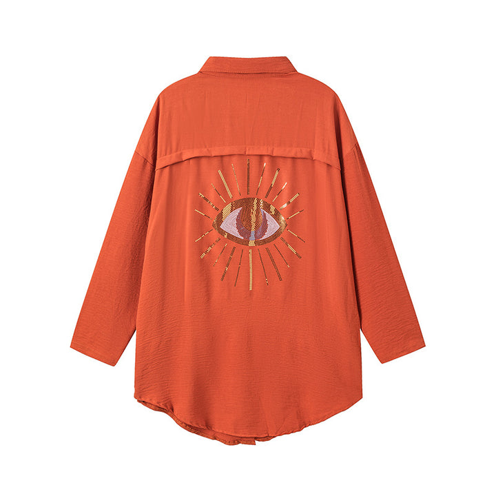 Dame Størrelse Grafik Button-Up Skjorte Stilla