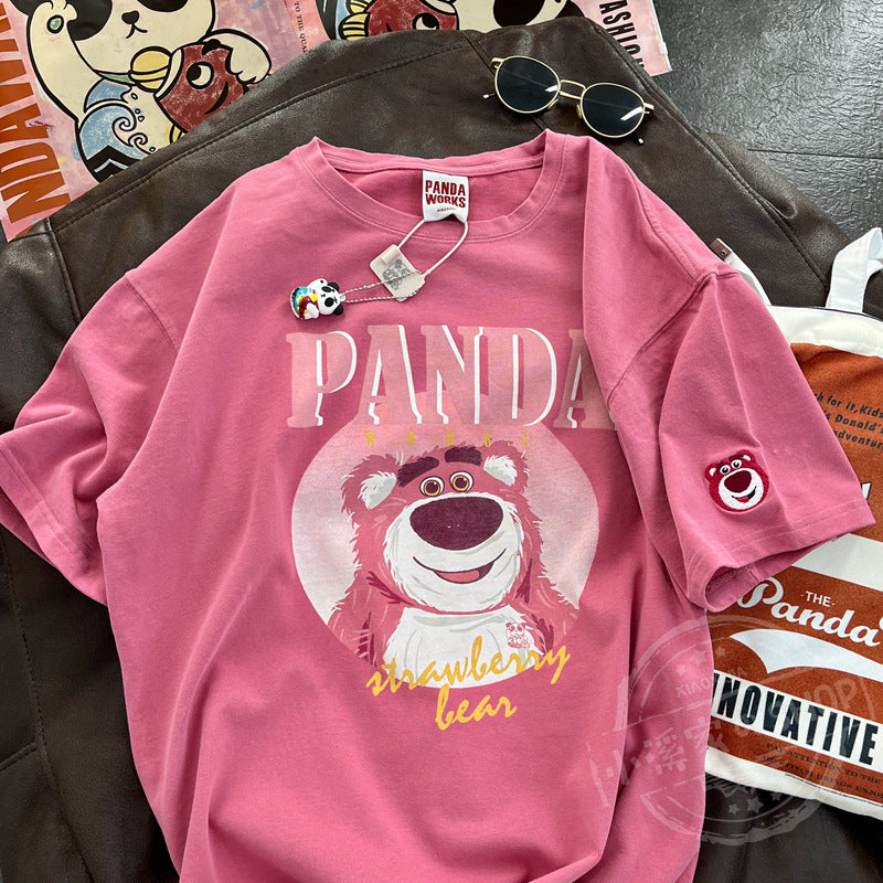 Dame T-shirt med kreativt panda-motiv og afslappet oversized-snit Stilla