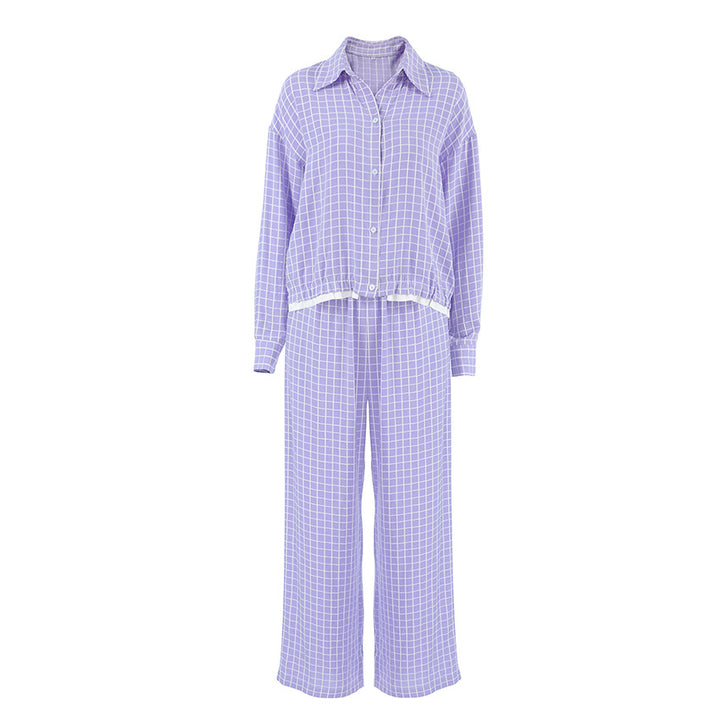 Dame pyjamasæt med komfortabel pasform og moderne ternet mønster Stilla