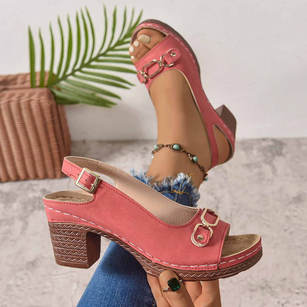 Dame Slingback Sandaler med moderne spænde dekoration og komfortabel blokhæle Stilla