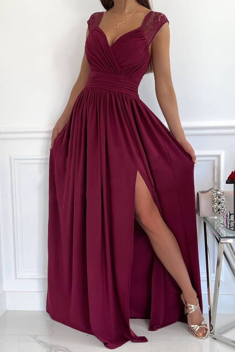 Dame Elegante Højslids-Maxi-Kjole Stilla 1751429438