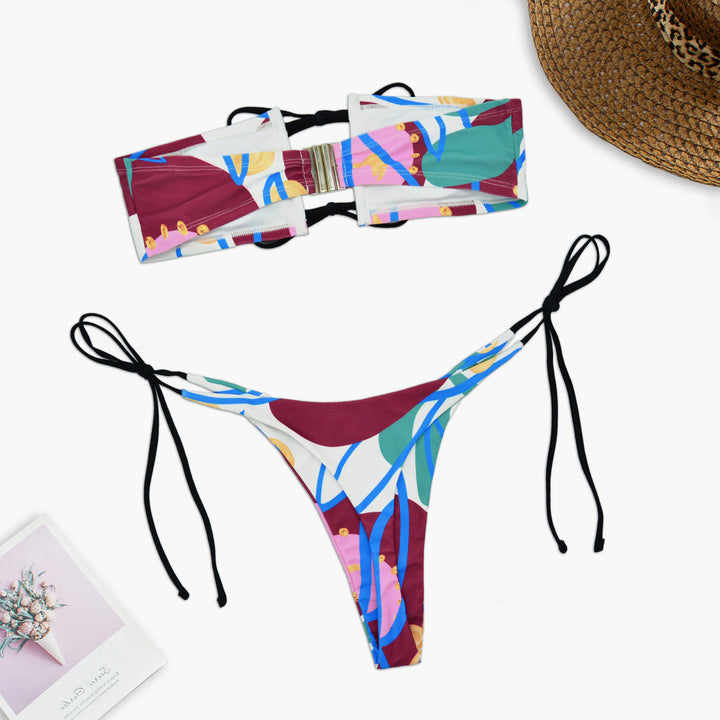 Dame bandeau-bikini med stilfuldt bindesystem Skovae