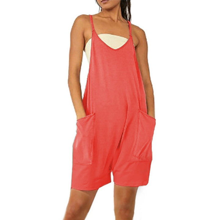 Dame Casual Jumpsuit med dyb udskæring og praktiske lommer Skovae