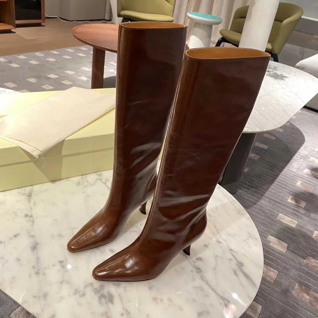 Dame elegante over-knæet stiletto-støvler med enkelt design Stilla
