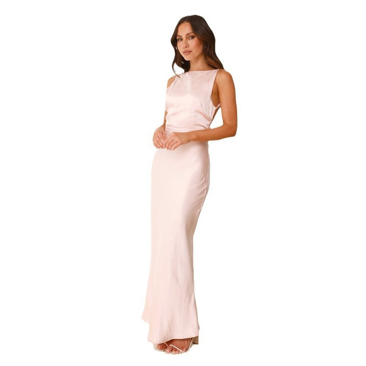Dame Elegant Maxi Kjole med Slank Silhuet og Højkvalitets Satin Finish Stilla
