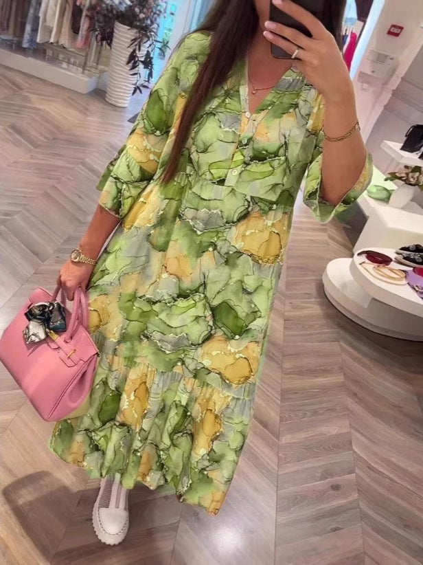 Dame Bohemian Maxikjole med udvidede ærmer og unikt blomsterprint Stilla