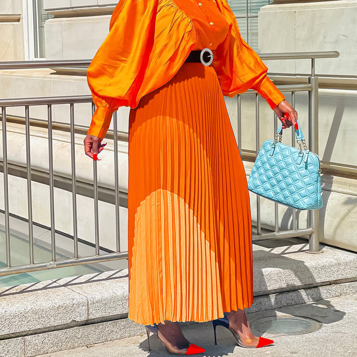 Dame Maxir skirt med plisseret design og elegant taljering Stilla
