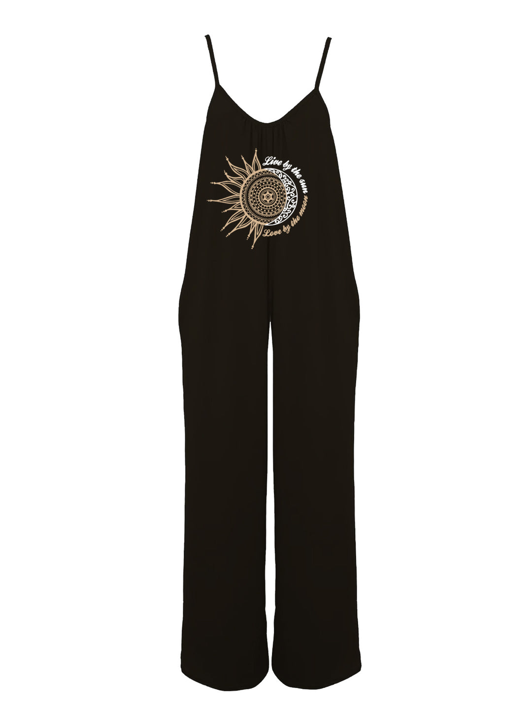 Dame jumpsuit med dekorativt soltryk Stilla