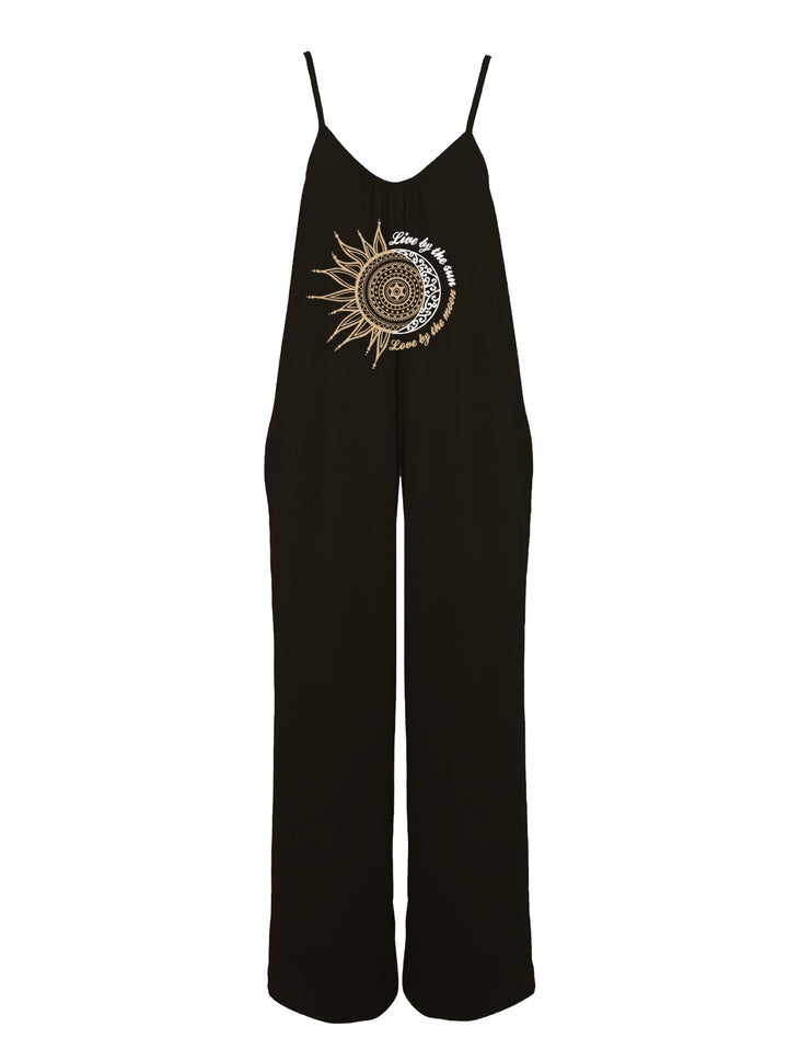 Dame jumpsuit med dekorativt soltryk Stilla