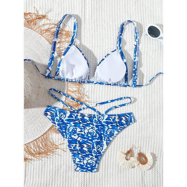 Dame Triangel-Bikini-Sæt med justerbare stropper og stilfuld mønstermiks Skovae