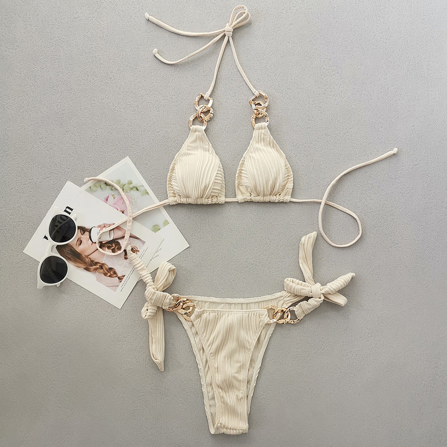 Dame Triangel-Bikini-Sæt med elegante smykkedetaljer Skovae