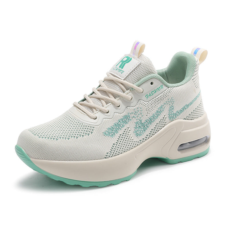 Dame nan moderigtige strik-fitness-sneakers med ergonomisk rocker-sål og indbygget dæmpningskammer Skovae