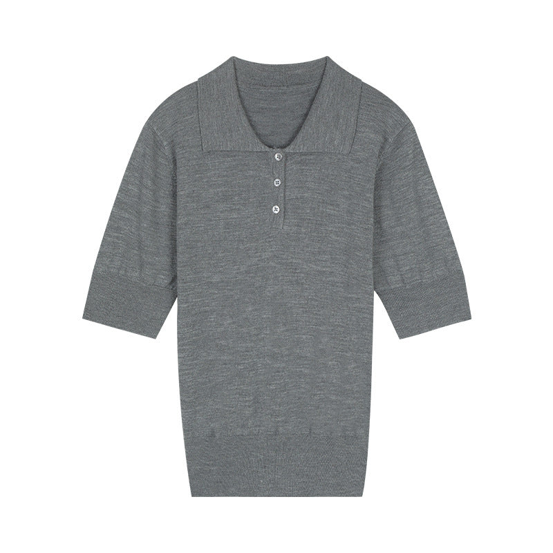 Dame Polo-pullover med moderne krave og knapdetaljer Stilla