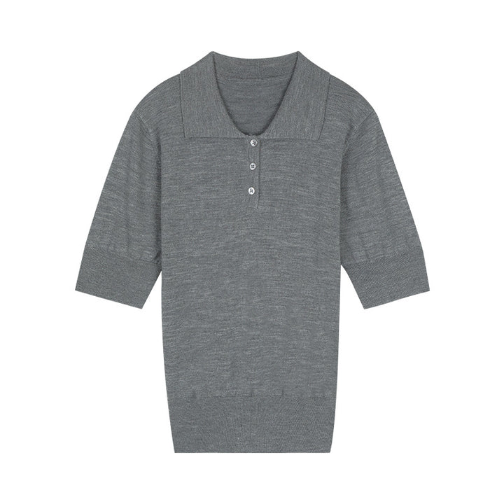 Dame Polo-pullover med moderne krave og knapdetaljer Stilla
