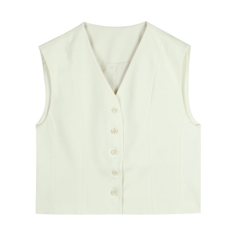 Dame elegant vest med fin knaplukning og figursyet pasform Stilla