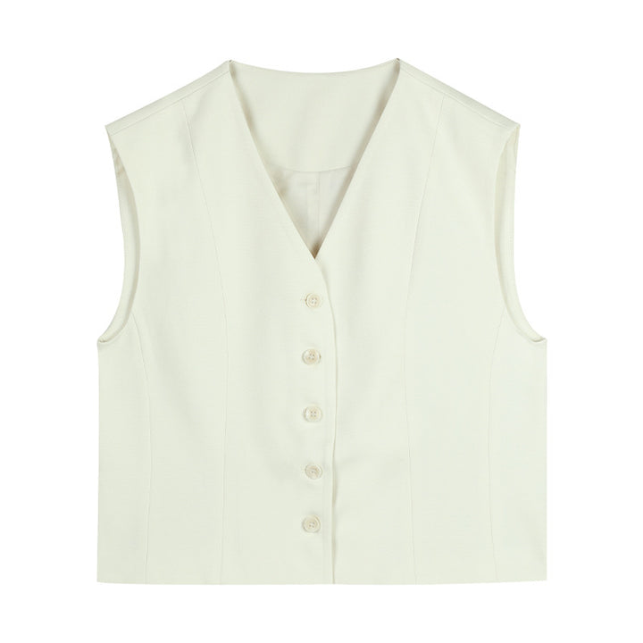 Dame elegant vest med fin knaplukning og figursyet pasform Stilla