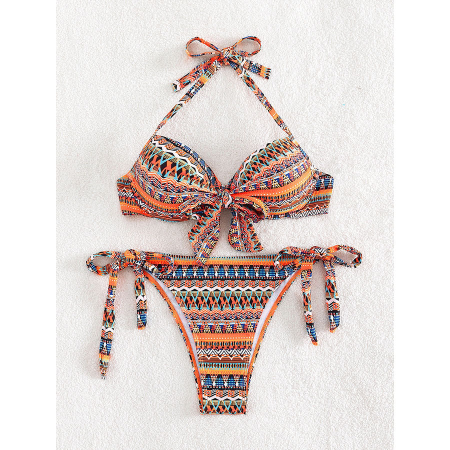 Dame Triangle Top Bind-Detail Bikini Sæt Stilla