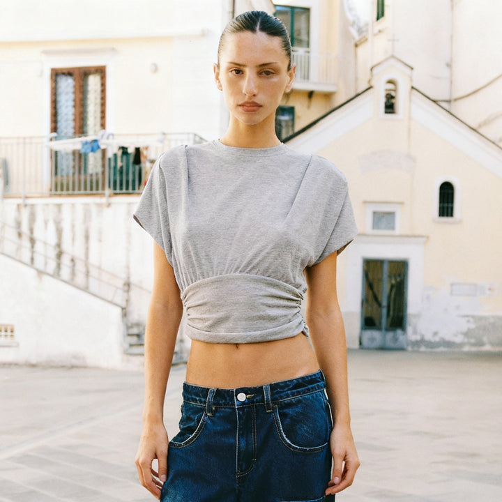 Damer casual oversized top med flæsedetaljer Skovae