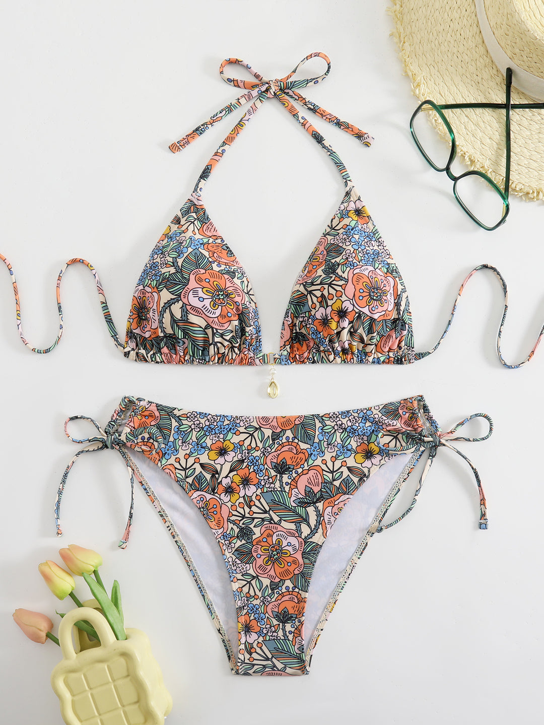 Dame blomster mønster bikini sæt Skovae