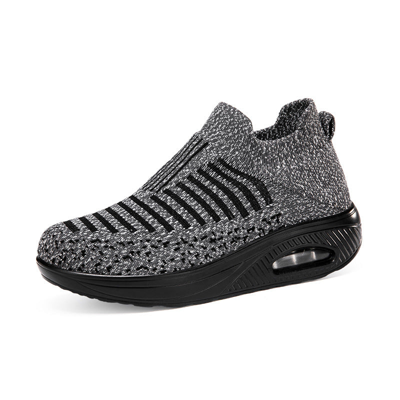 Dame nan strikket slip-on walking sneakers med anatomisk pronationsstøtte, luftpolstret mellemsål og sok-lignende skafte Skovae