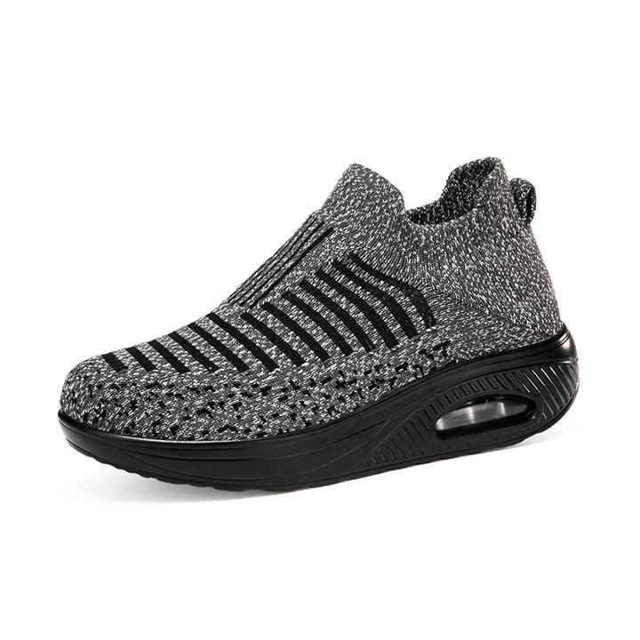 Dame nan strikket slip-on walking sneakers med anatomisk pronationsstøtte, luftpolstret mellemsål og sok-lignende skafte Skovae