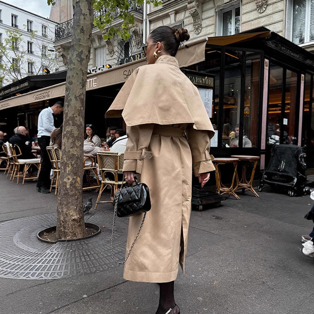 Damer elegant trenchcoat med asymmetrisk kappe Stilla
