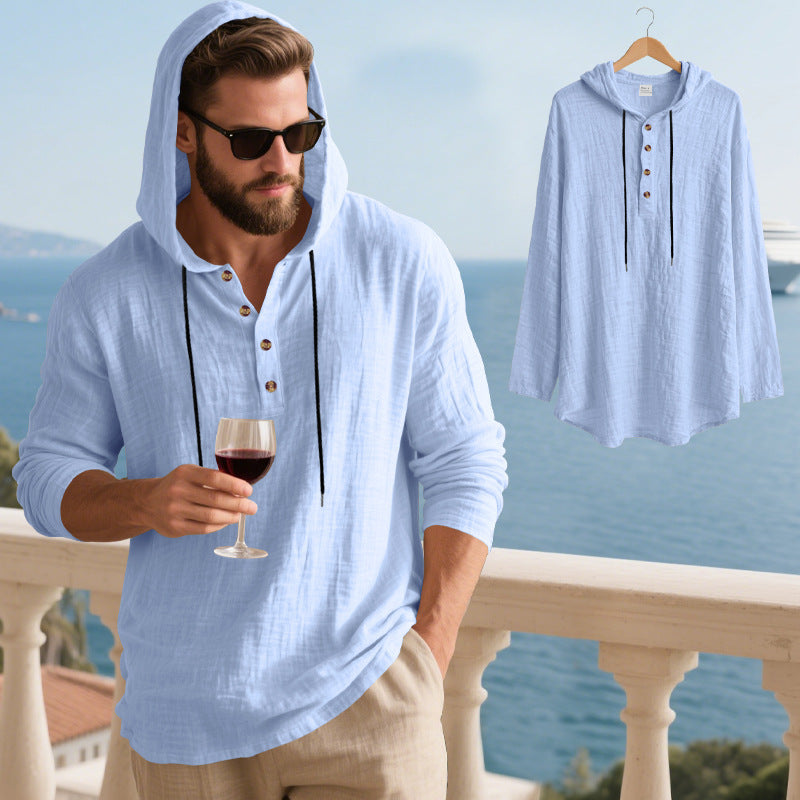 Herrer Hoodie t-shirt med knaplukning og afslappet pasform Stilla