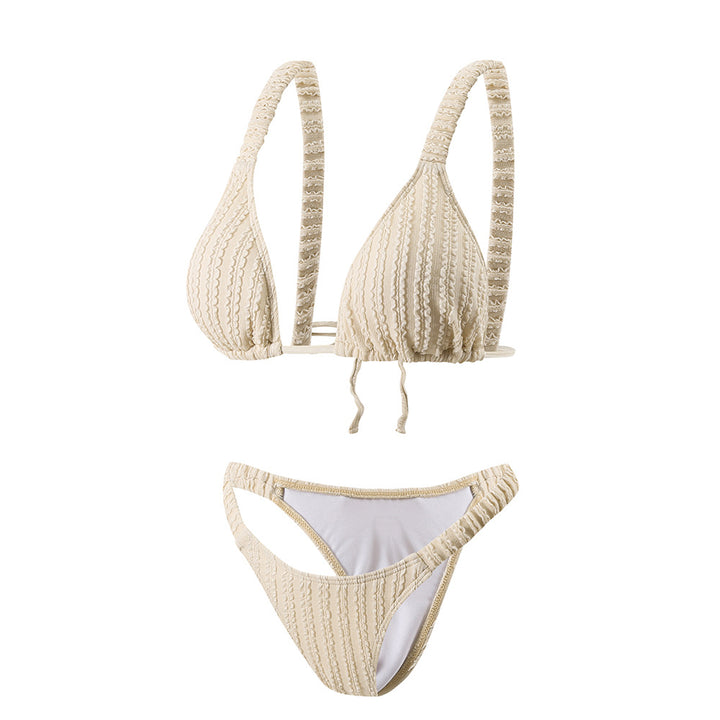 Dame Triangel-Bikini med elegant ruffles design og justerbart bindebælte Stilla