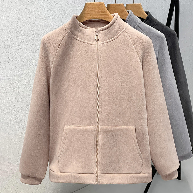 Dame blød fleece-zip-hoodie med elegant ståkrave og afslappet pasform Stilla
