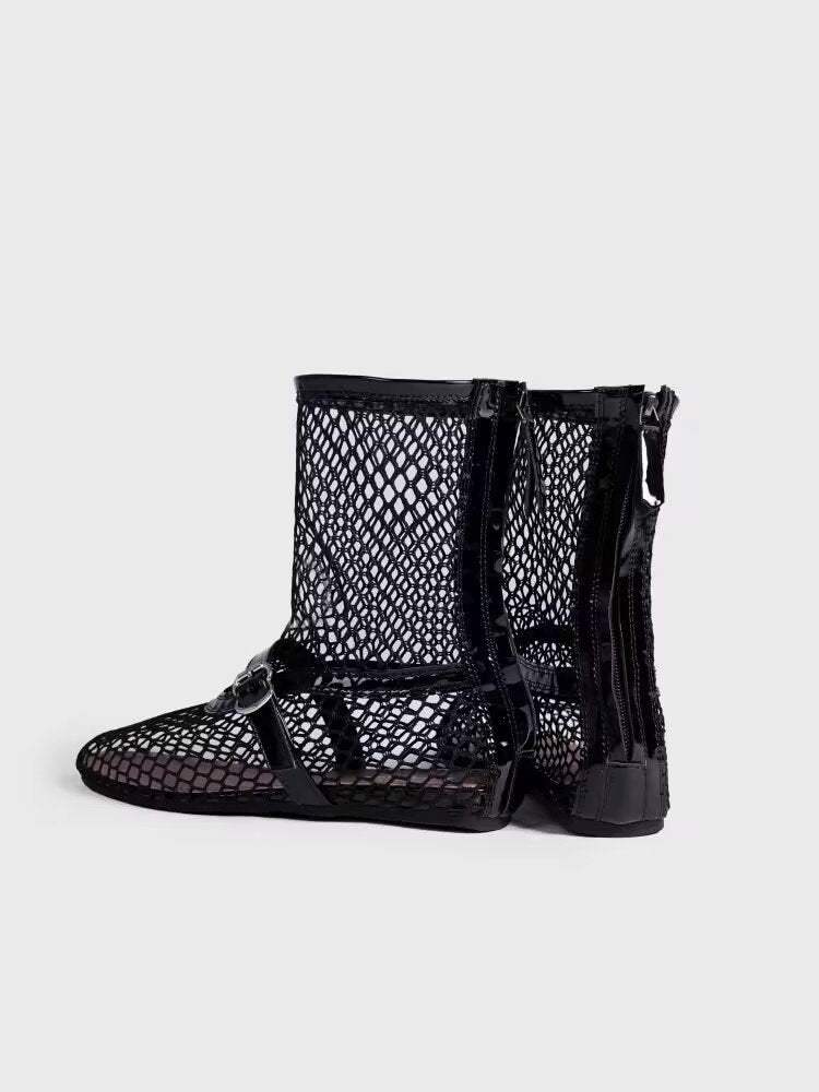 Dame Mesh Støvler med fashionable lynlås og slidstærk gummisål Stilla