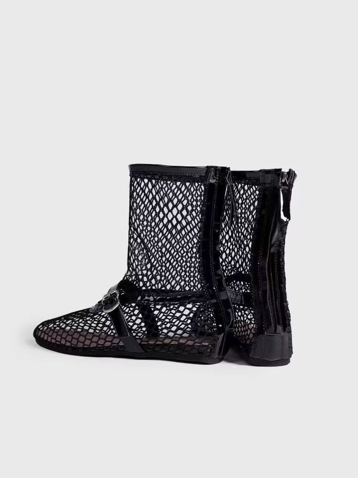 Dame Mesh Støvler med fashionable lynlås og slidstærk gummisål Stilla