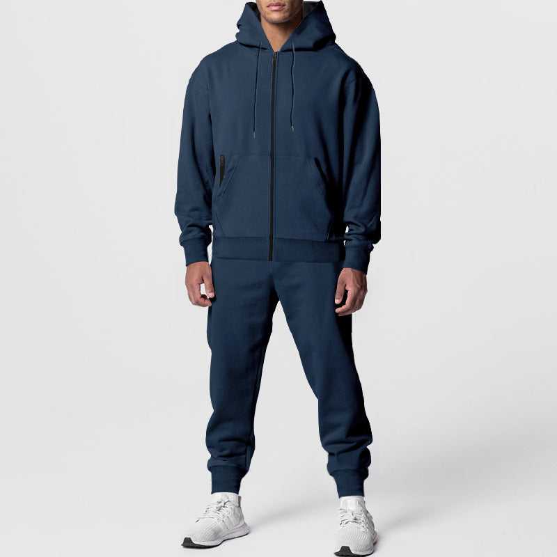 Herren nan urban zip hoodie med kængurulomme og konisk tapered joggingbukser sæt Skovae