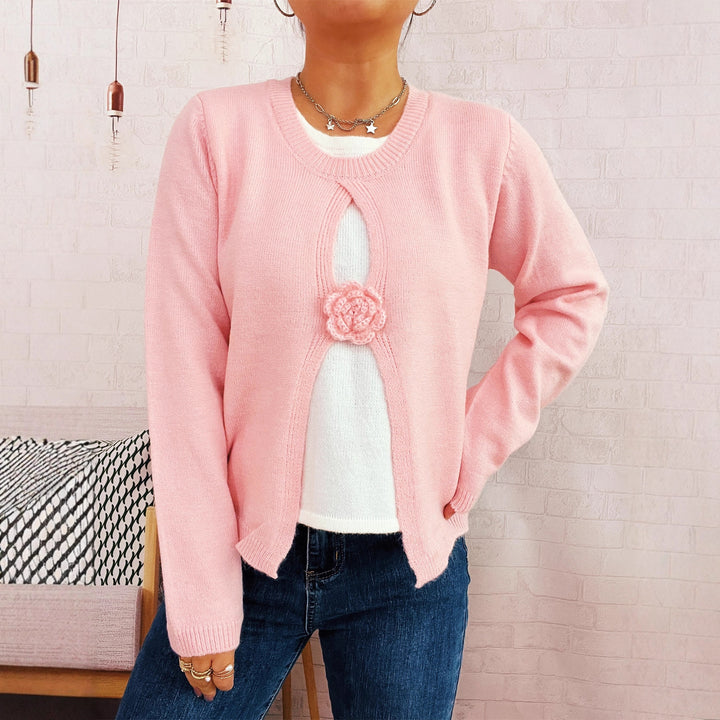 Kvinders cardigan med blomster vinduesdesign og luksuriøs knapdetalje Stilla