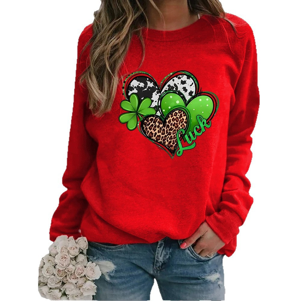 Kvinders sweatshirt med kreativ hjerte-design og iøjnefaldende motiv Stilla