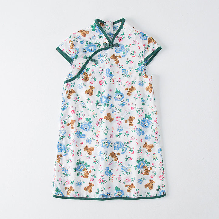 Pige Floral Print Orientalsk Kjole Stilla
