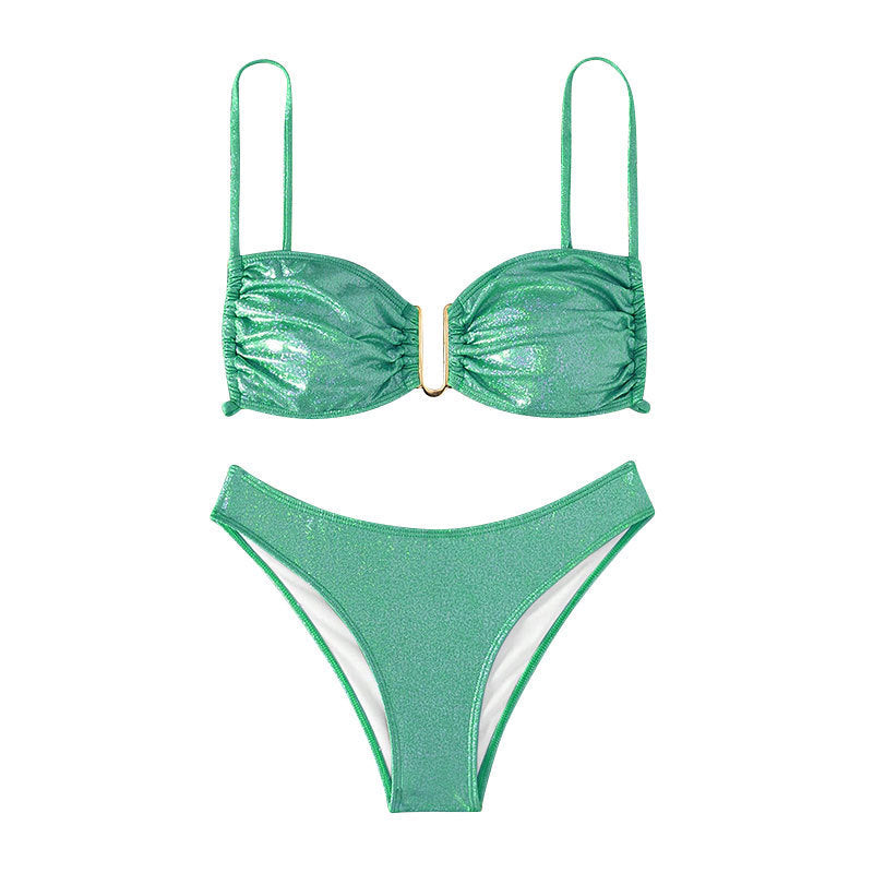 Dame Glitrende Bikini med Rynker Skovae