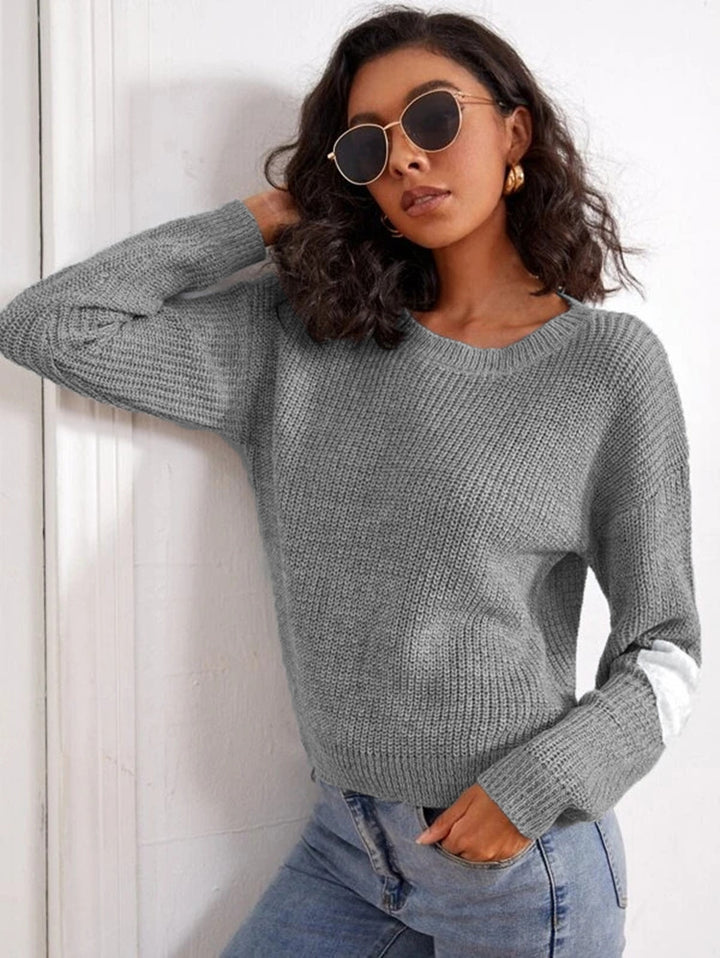 Kvindernes chunky strikket sweater med fashionable farveblokdesign og afslappet pasform Stilla