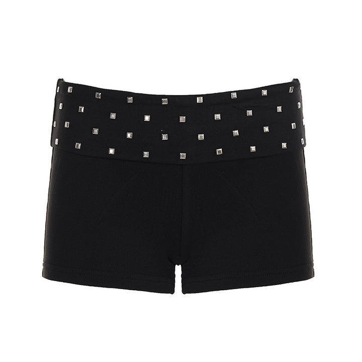Dame shorts med glitrende strassbånd Skovae