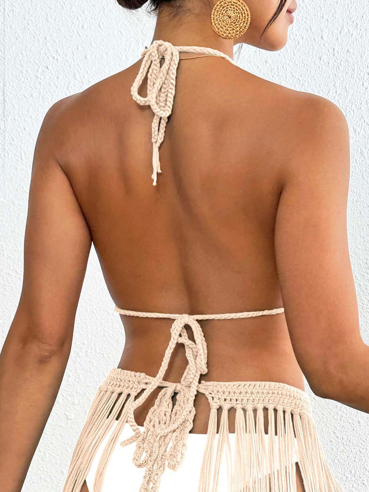 Damehæklede bikini sæt med frynse detalje Stilla