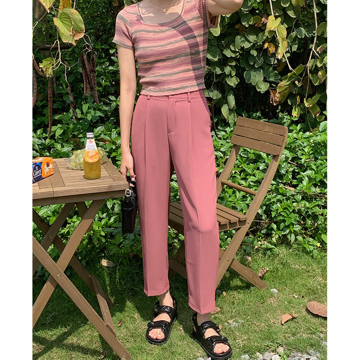 Damer elegante high-waist bukser med smalle ben og praktiske lommer Stilla