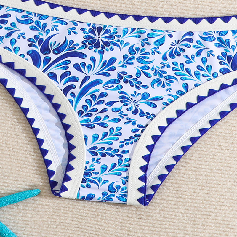 Dame bikini-sæt med blomstermønster og sportligt top Stilla