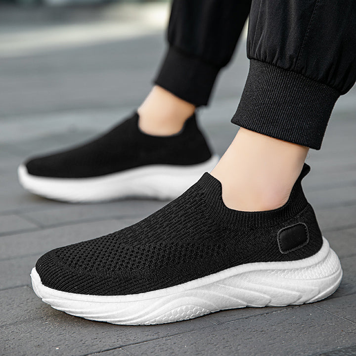 Dame nan elastisk strik-fritidssko i slip-on mokassin stil med sokke-lignende indgang og polstret bølgekombinationssål Skovae