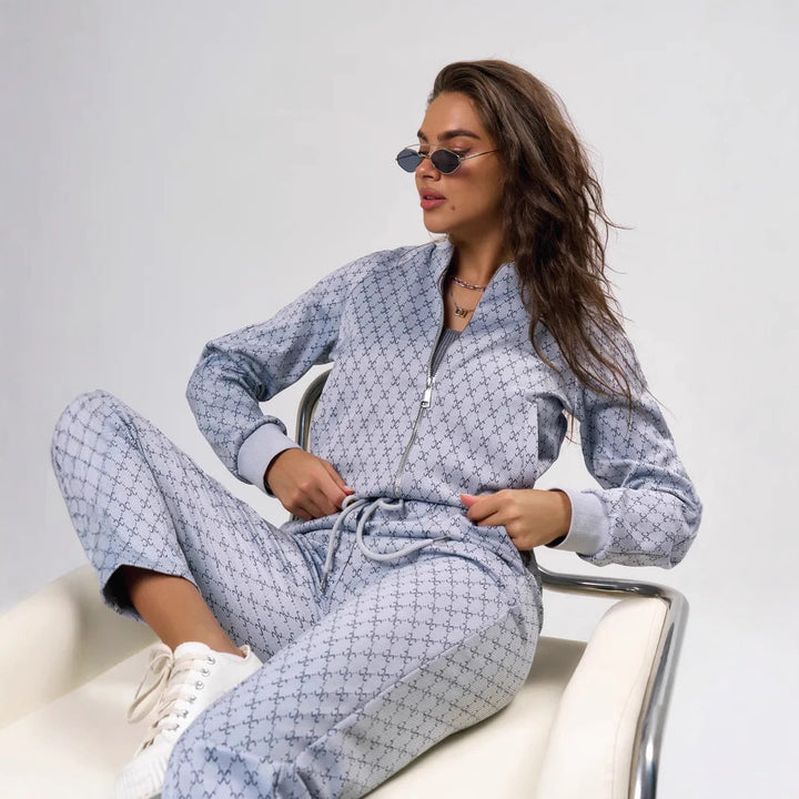 Kvinders sporty loungewear sæt med hættejakke og løse joggingbukser Skovae