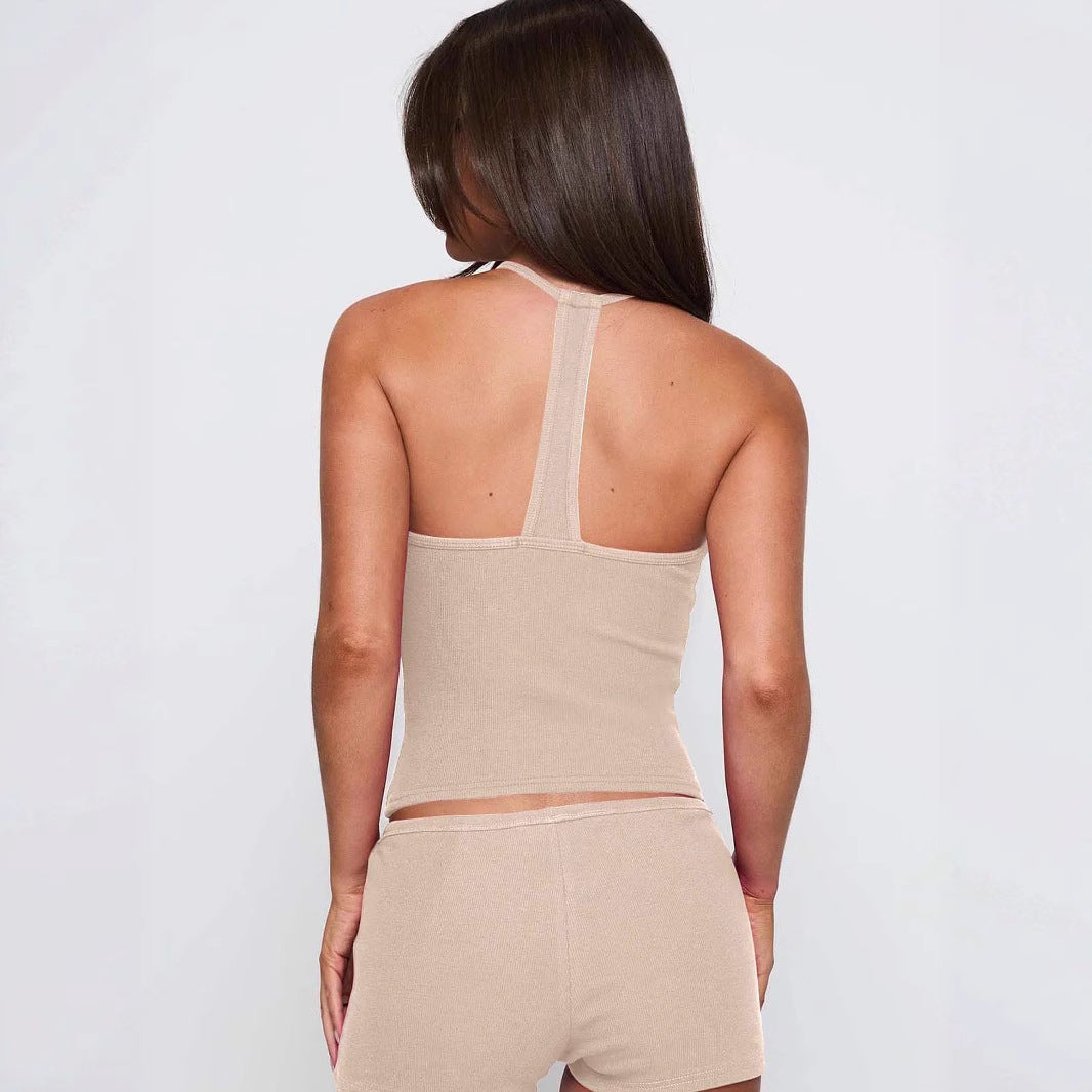 Dame Sporty Tanktop med højtstående design og elastisk ribstruktur Stilla