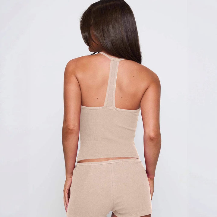 Dame Sporty Tanktop med højtstående design og elastisk ribstruktur Stilla