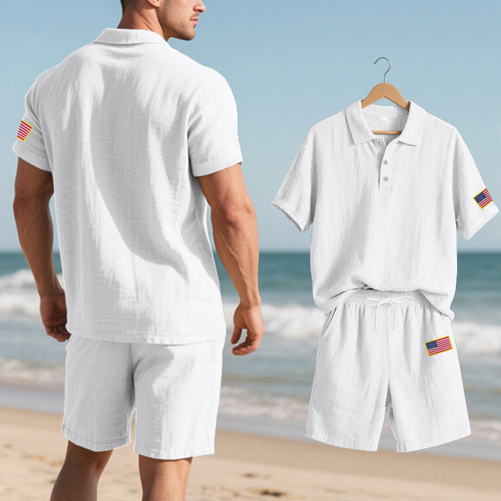 Herre poloshirt med shorts i casual strandlook Stilla